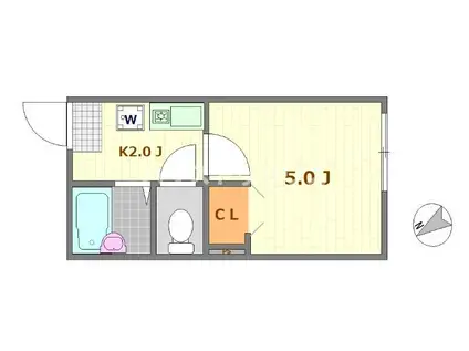 ノーザンロード江北(1K/2階)の間取り写真