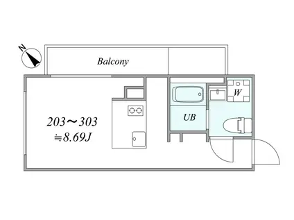 TRIAS262(1K/3階)の間取り写真