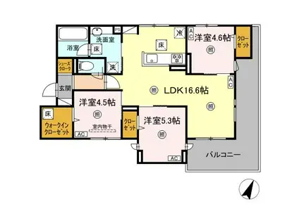 SIX REVES(3LDK/1階)の間取り写真