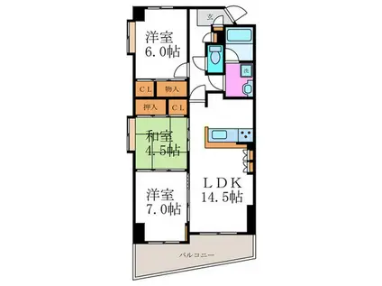 ZEFFIRO長岡京(3LDK/3階)の間取り写真