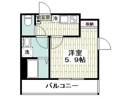 ビリーヴヒル弐番舘(1K/1階)の間取り写真