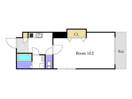 WHITE GRACE律奈(1K/4階)の間取り写真