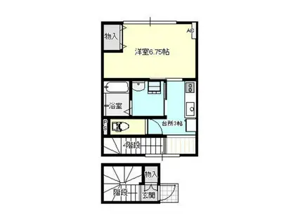 アバンティ元町(1K/2階)の間取り写真