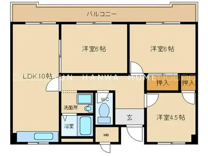 グランドハイツ春日台(3LDK/3階)の間取り写真