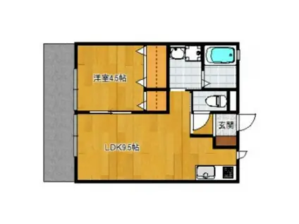 ジラソーレ井尻駅前(1LDK/1階)の間取り写真