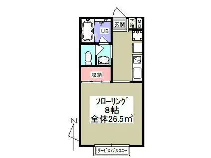 ミルブレー(ワンルーム/1階)の間取り写真