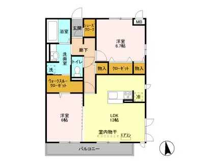 トルビヨン(2LDK/3階)の間取り写真