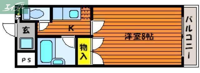 フィオーレK2(1K/4階)の間取り写真