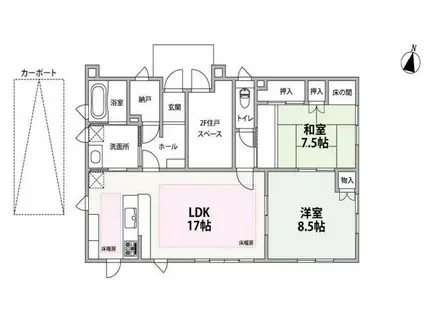 西片倉タウンハウス(2LDK/1階)の間取り写真