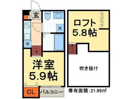 ブエナカルト(1K/2階)の間取り写真