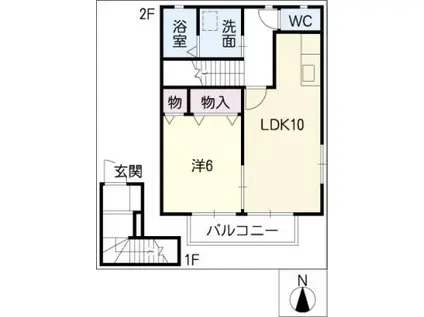 サンシャインソレジオ(1LDK/2階)の間取り写真