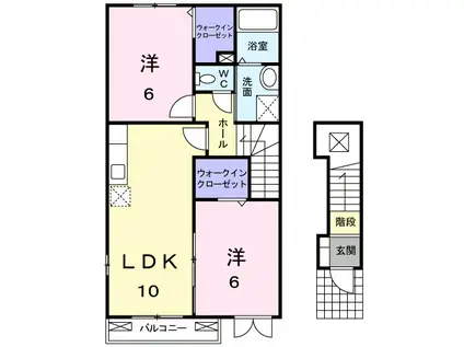 セレーノB(2LDK/2階)の間取り写真