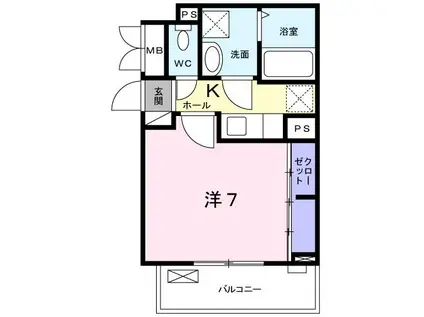 レヴァレンス岸部(1K/3階)の間取り写真