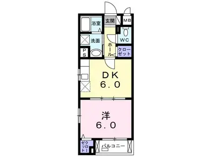 チェリーハウス(1DK/3階)の間取り写真