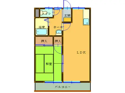 ハイツウィステリア1号棟(1LDK/2階)の間取り写真