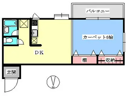 セシオン西新宿(1DK/2階)の間取り写真