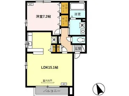 カーサ コモッド(1LDK/1階)の間取り写真