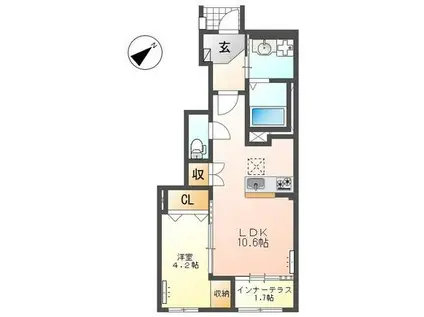 小田渕町2丁目アパート(1LDK/1階)の間取り写真