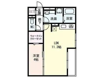 今福鶴見駅 ボルボ 1LDK(1LDK/1階)の間取り写真
