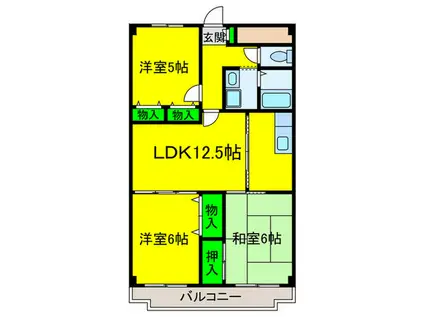 ヴァンテ-ジ二色(3LDK/2階)の間取り写真