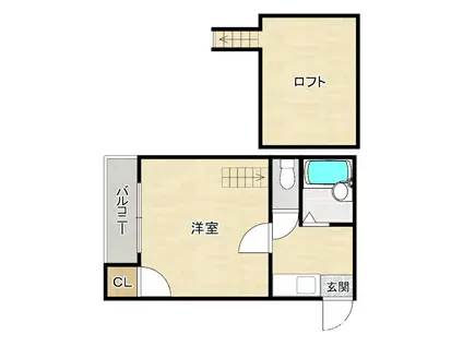 ライフピアももち(1K/2階)の間取り写真