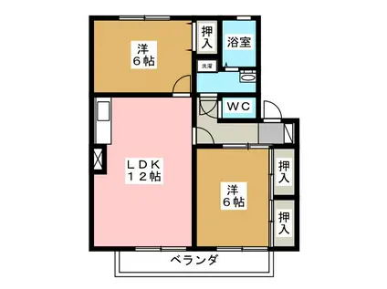 ジョリー若槻A棟(2LDK/1階)の間取り写真