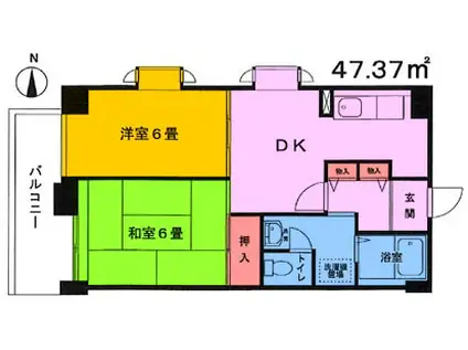 ツインズ木場(2DK/3階)の間取り写真