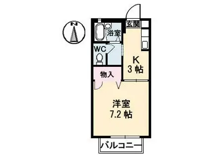 フォーレストヒルズ B棟(1K/2階)の間取り写真