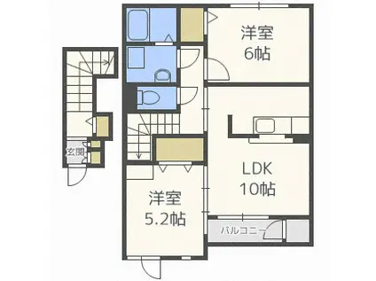 コートグラシオッソ(2LDK/2階)の間取り写真