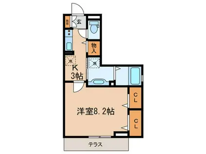 BRIGHT HALU ウエスト(1K/1階)の間取り写真