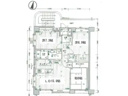 ネオグランデ広瀬川(3LDK/1階)の間取り写真