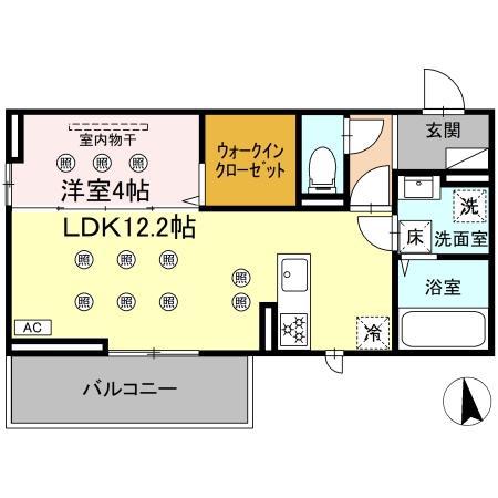 D-RESENA SOLAIRE(1LDK/1階)の間取り写真