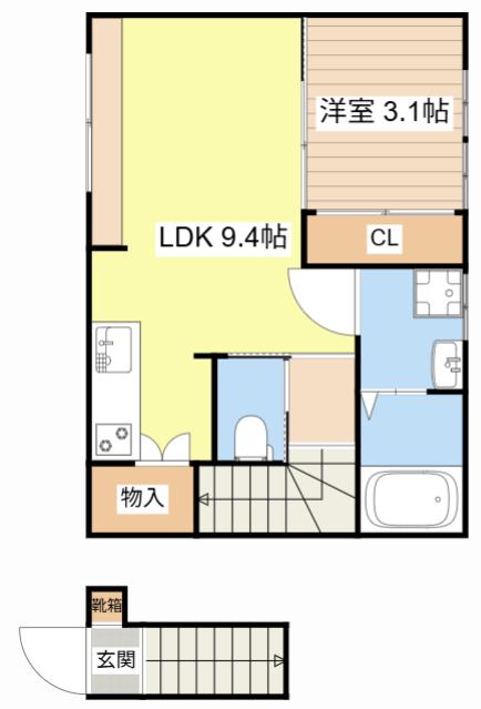 SQUIRRELAPARTMENT A(1LDK/2階)の間取り写真