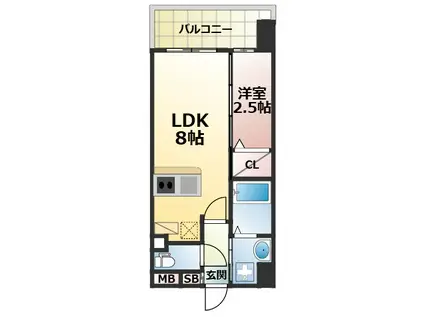 LUXE玉造南(1LDK/6階)の間取り写真