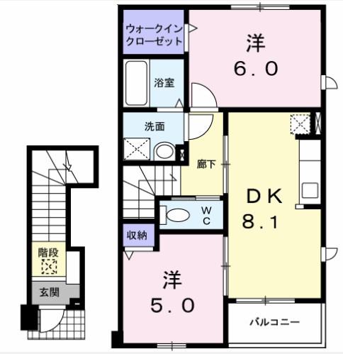 チェリッシュ(2DK/2階)の間取り写真