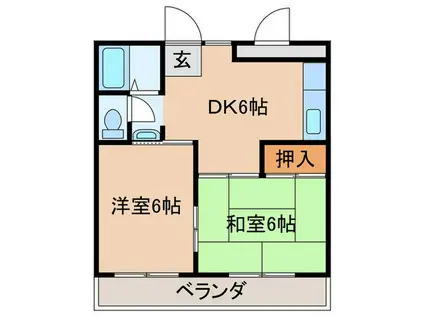 コーポ田園(2DK/2階)の間取り写真