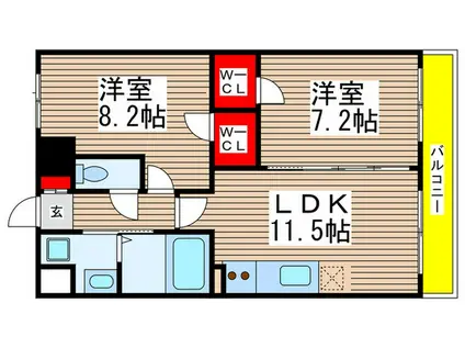 千葉ポートイースト(2LDK/7階)の間取り写真
