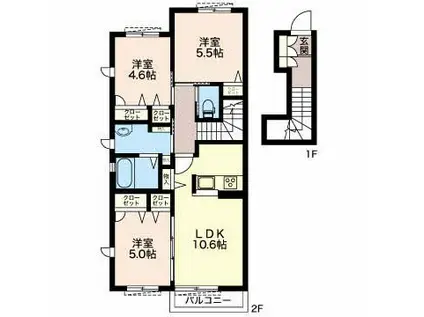 メゾン・フィリア(3LDK/2階)の間取り写真