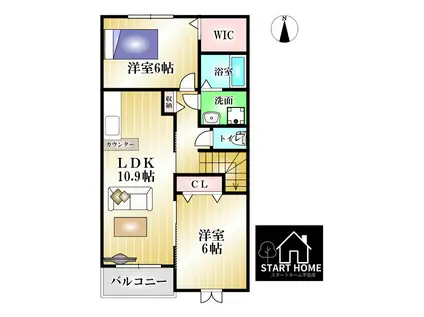 ジュネス FUL FUL B(2LDK/2階)の間取り写真