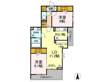 カトルフィーユ(2LDK/2階)の間取り写真