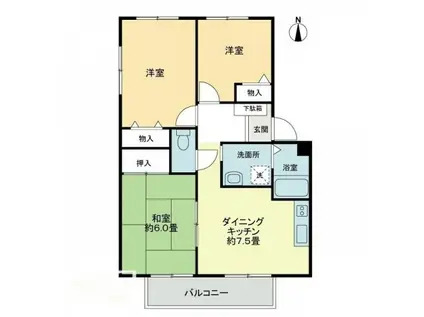 フォブール八坂B(3DK/1階)の間取り写真