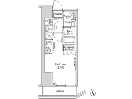 ベルビュー新橋(ワンルーム/15階)の間取り写真