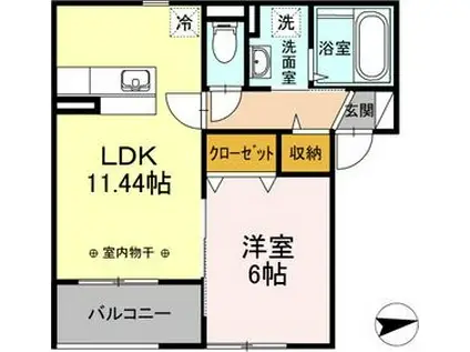クレアメゾン澄川(1LDK/1階)の間取り写真