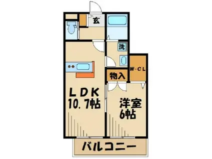 ボナール武蔵新城(1LDK/3階)の間取り写真