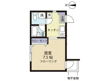 メゾンブルジョン(1K/1階)の間取り写真