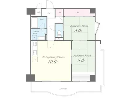 ヴィルヌーブソシア(2LDK/7階)の間取り写真