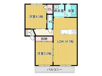 アンジュ(2LDK/2階)の間取り写真