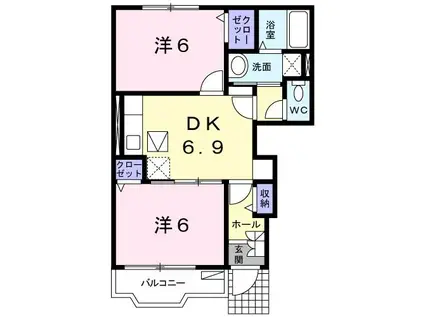 グランディール(2DK/1階)の間取り写真