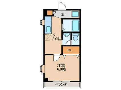 アメニティ篠(1K/2階)の間取り写真