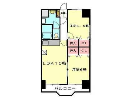 グランドールおけがわ(2LDK/9階)の間取り写真